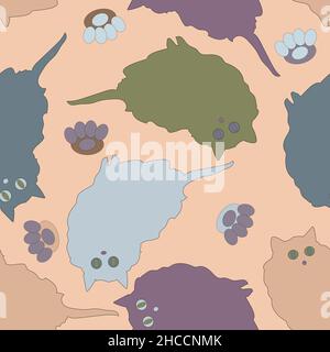 the little naughty kittens pattern Stock Vector