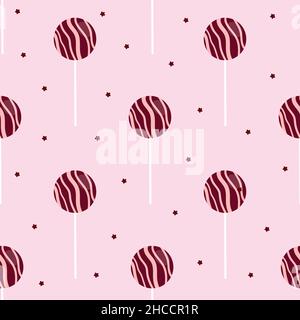 Chocolate cake pops. Vector seamless pattern in flat design. Stock Vector