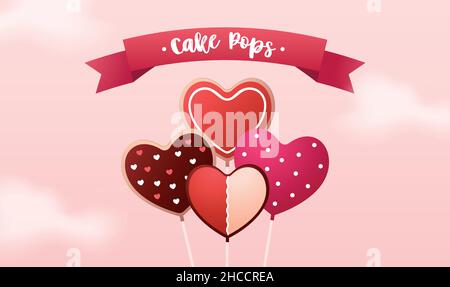 Vector design template with cute cake pops.. Stock Vector