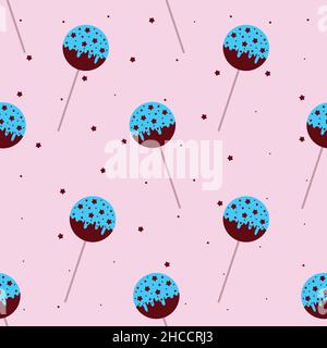 Cake pops. Vector seamless pattern in flat design. Stock Vector