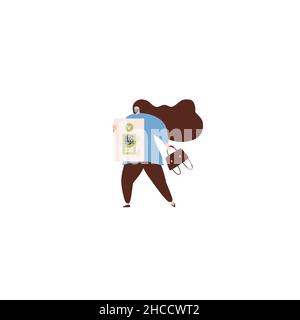 Young vaccinated woman using digital health passports. Woman showing an app in mobile phone. Immunization certificate with qr code on device screen. G Stock Vector