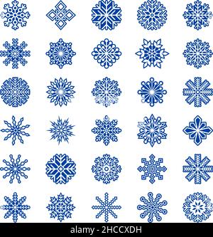 Set of snowflakes, vector illustration Stock Vector