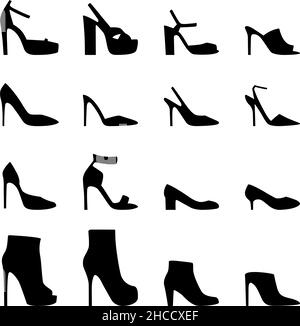Set of women's shoes, vector illustration Stock Vector