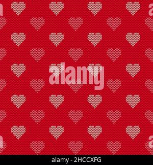 Seamless knitted background with hearts, vector illustration Stock Vector