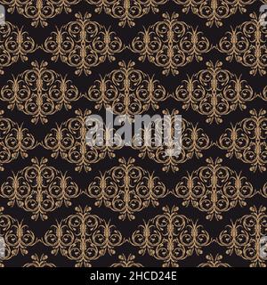 Seamless Vintage Art Deco pattern. golden lines on black background. Luxury geometric wallpaper. Vector elegant ornament. Retro print. Vector illustration Stock Vector
