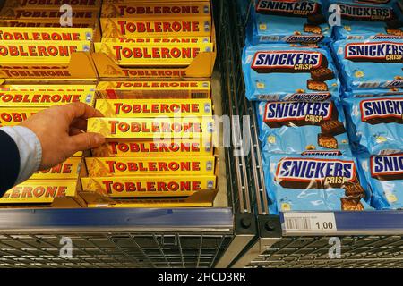 Chocolate bars in a shop Stock Photo