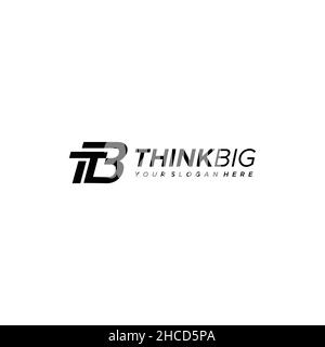 Flat initial TB THINK BIG brain smart logo design Stock Vector