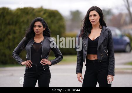 LETTERKENNY, from left: Sash Striga, Tyler Johnston, Evan Stern, Nadine