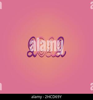 Hand drawn lettering 2022 in trendy, soft pink colors. Vector image for decorating greeting cards, posters, posters, business cards and the like. Stock Vector
