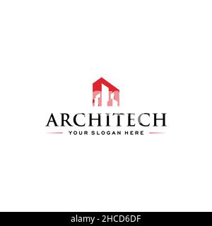 Modern flat design ARCHITECH building logo design Stock Vector