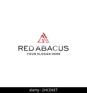 Minimalist design RED ABACUS triangle logo design Stock Vector