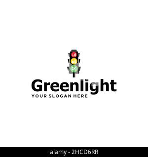 Modern colorful GREEN LIGHT signs logo design Stock Vector