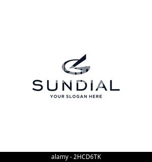 Minimalist design SUNDIAL clock time logo design Stock Vector
