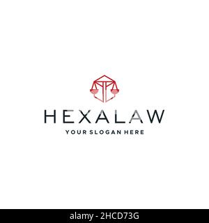 Minimalist design HEXA LAW justice logo design Stock Vector