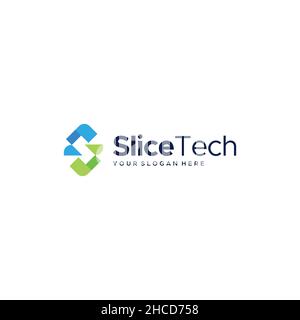 Modern colorful SLICETECH world future logo design Stock Vector