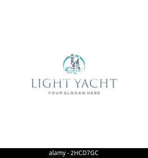 Modern design LIGHT YACTH protect logo design Stock Vector