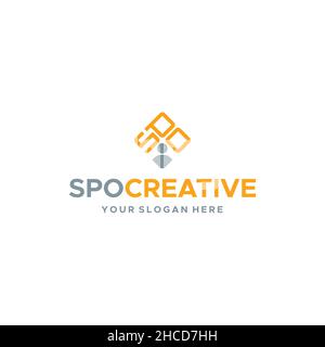 Modern initial SPO SPO CREATIVE human logo design Stock Vector