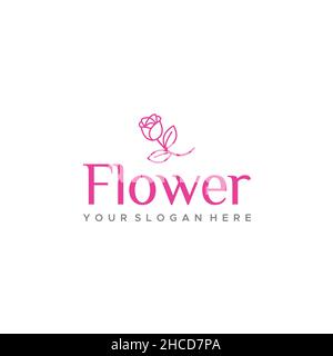 Modern design FLOWER rose beauty pink logo design  Stock Vector