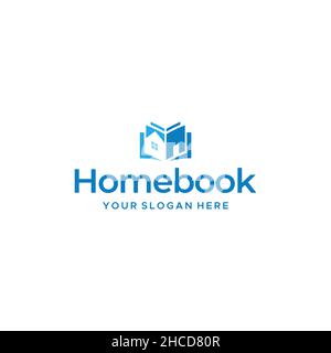 Modern colorful HOME BOOK house learn logo design Stock Vector