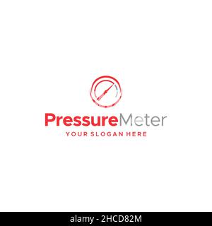 Modern PRESSURE METER thermometer logo design  Stock Vector