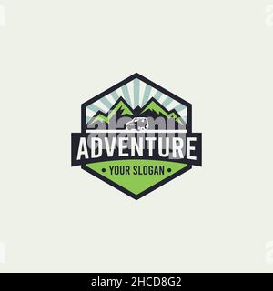 Modern design ADVENTURE hill road logo design Stock Vector