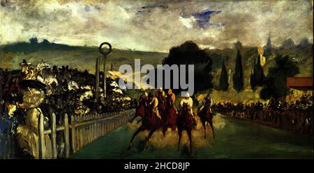 The Races at Longchamp by Edouard Manet Stock Photo