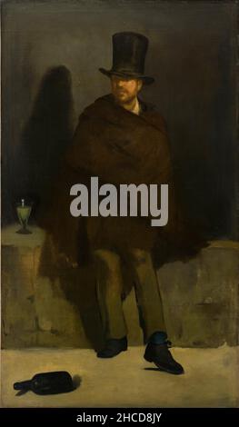 The Absinthe Drinker (Le Buveur d'absinthe) by Edouard Manet.The Absinthe Drinker shows an alcoholic chiffonnier (rag-picker) named Collardet who frequented the area around the Louvre in Paris. He also appears in The Old Musician. Stock Photo