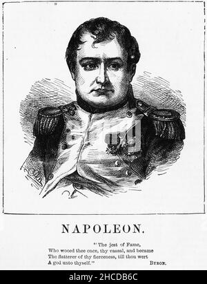 Engraving of Napoleon Bonaparte (born Napoleone di Buonaparte;  1769 – 1821)  French military and political leader Stock Photo