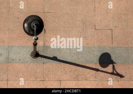 top view of street lamp and shadow Stock Photo