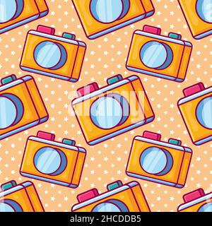 camera seamless pattern vector illustration Stock Vector