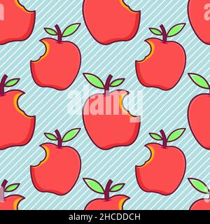 bitten apple seamless pattern  vector illustration Stock Vector