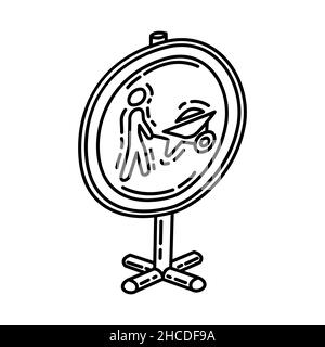 No Handcarts Part of Mandatory and Prohibitory Traffic Signs Hand Drawn Icon Set Vector. Stock Vector