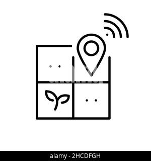 Smart farming technologies. Precise farming and locator sending information. Pixel perfect, editable stroke colorful icon Stock Vector