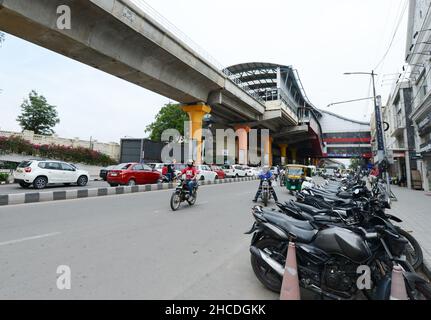 M. G. Road in the city center of Bangalore, India. Stock Photo