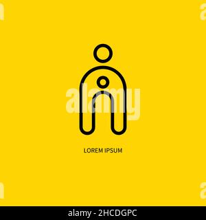 Connected people line minimal logo. Business sign. Communication abstract icon. Unity concept. Community sign. Vector black icon Stock Vector