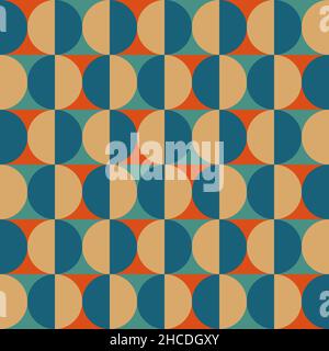 Bauhaus seamles pattern with round shapes. Circles background, repeat pattern. Geometric abstract minimal print. Vector illustration Stock Vector