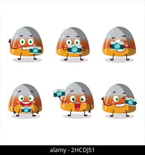 Photographer profession emoticon with gummy corn cartoon character. Vector illustration Stock Vector