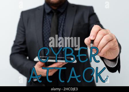Sign displaying Cyber Attack. Business overview An attempt by hackers to Damage Destroy a Computer System Presenting New Technology Ideas Discussing Stock Photo