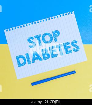 Conceptual display Stop Diabetes. Internet Concept Blood Sugar Level is higher than normal Inject Insulin Flashy School Office Supplies, Teaching Stock Photo