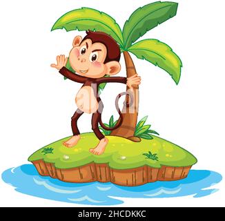 Cartoon monkeys on isolated island illustration Stock Vector Image ...
