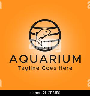 Aquarium Logos.Fishing logo. Black color. Minimalistic abstract logo. Stock Vector