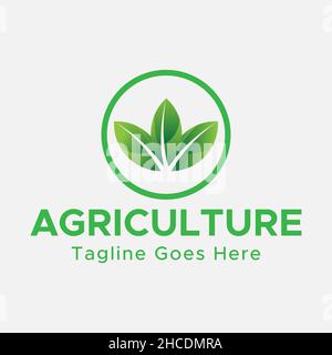 Agriculture Logo.Green gradient color. Circle shape. Minimalistic abstract logo. Stock Vector