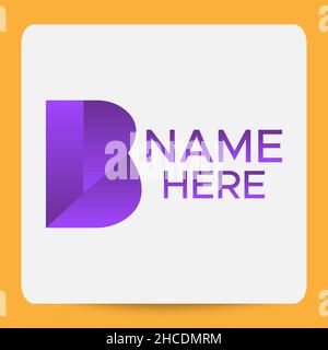 B letter logos.Purple gradient color. Minimalistic abstract logo.Alphabet B. Stock Vector