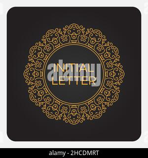 Vintage Monogram Logo.Golden color. Initial letter Logo.Retro Style luxury logo.Circle shape. Stock Vector