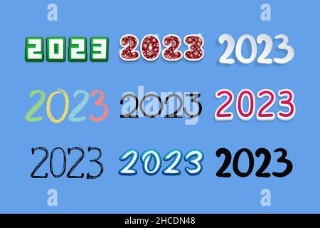 Big icon set calendar dates 2023 for planners, diaries, cards, scrapbook creativity. Stock Vector