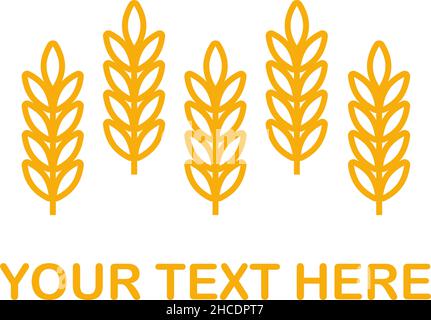 Wheat ears icon vector farm logo template. Line whole grain symbol illustration for organic eco bakery business, agriculture, beer on white background. Stock Vector