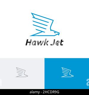 Fast Hawk Jet Eagle Falcon Flying Bird Monoline Logo Template Stock Vector