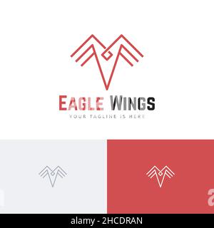 Hawk Eagle Falcon Wings Bird Monoline Modern Logo Template Stock Vector