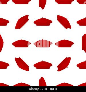 Illustration on theme colored pattern hats beret, beautiful caps in white background. Caps pattern consisting of collection hats beret for wearing. Pa Stock Vector