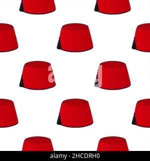 Illustration on theme pattern hats ottoman fez, beautiful caps in white background. Caps pattern consisting of collection hats ottoman fez for wearing Stock Vector